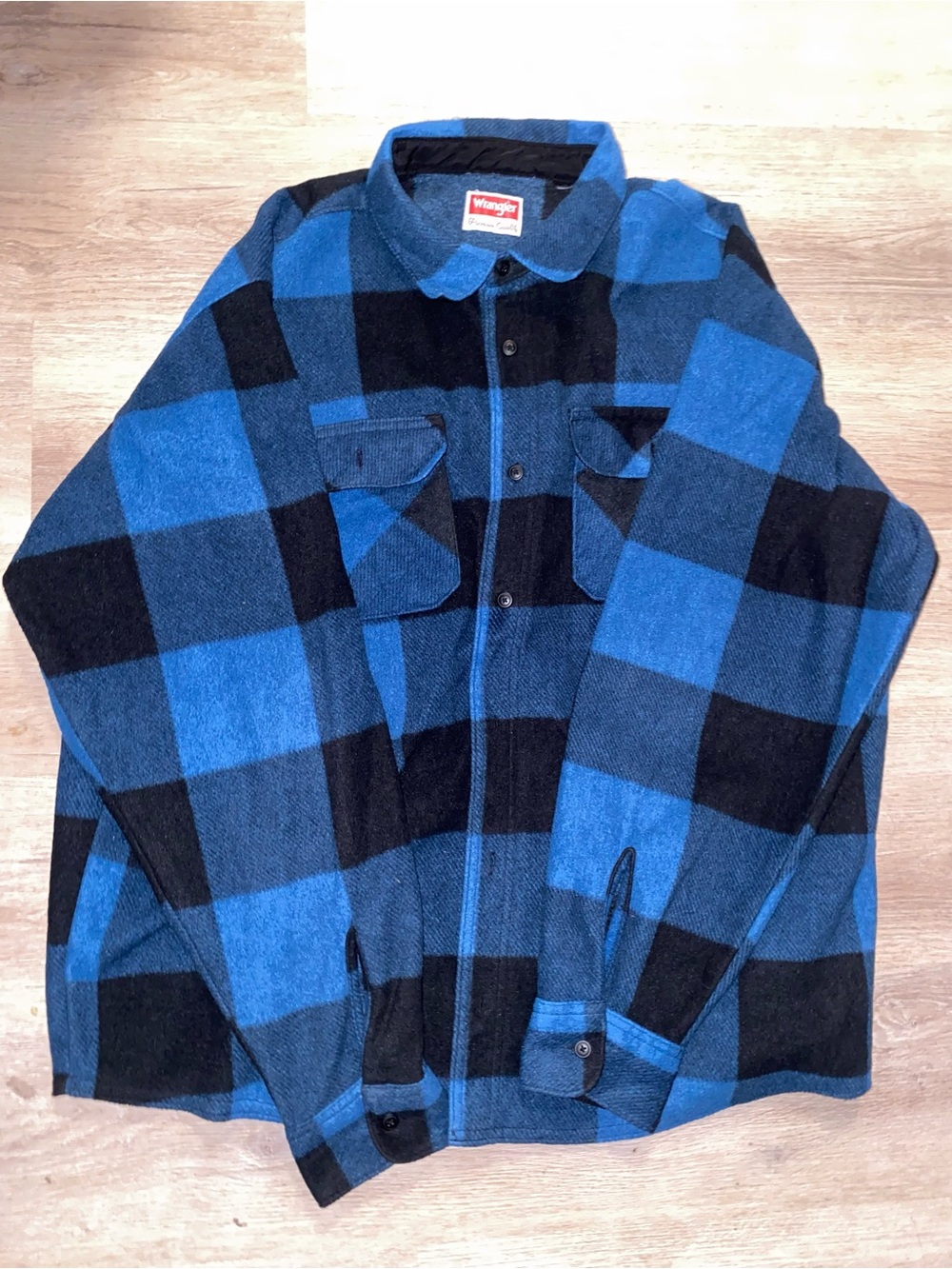Wrangler Black and Blue Buffalo Plaid Shirt Jacket